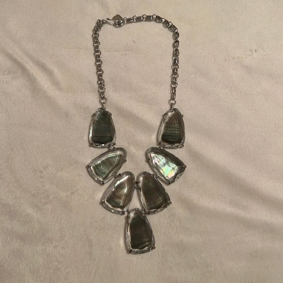 Kendra Scott Harlow Silver Window Black Mother of Pearl - Picture 1 of 4